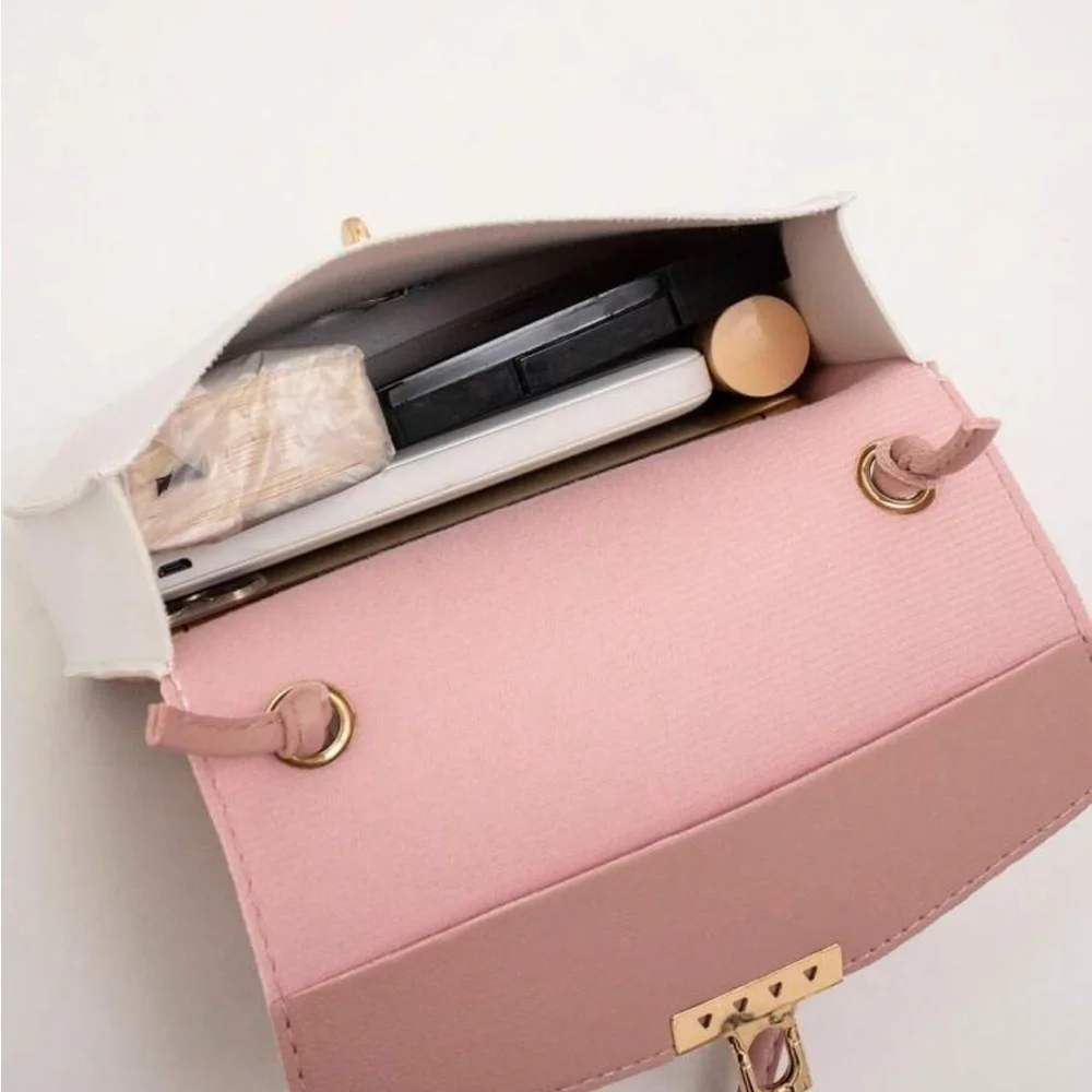 ⚠️Clearance Pink and White Color Block Crossbody Bag - Picture 5 of 5
